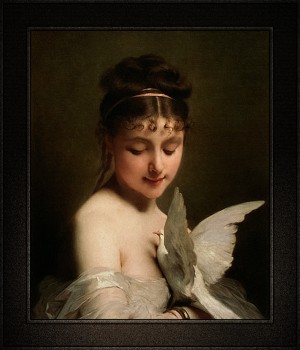 Young Woman With A Dove by Charles Joshua Chaplin Fine Art Old Masters Reproduction